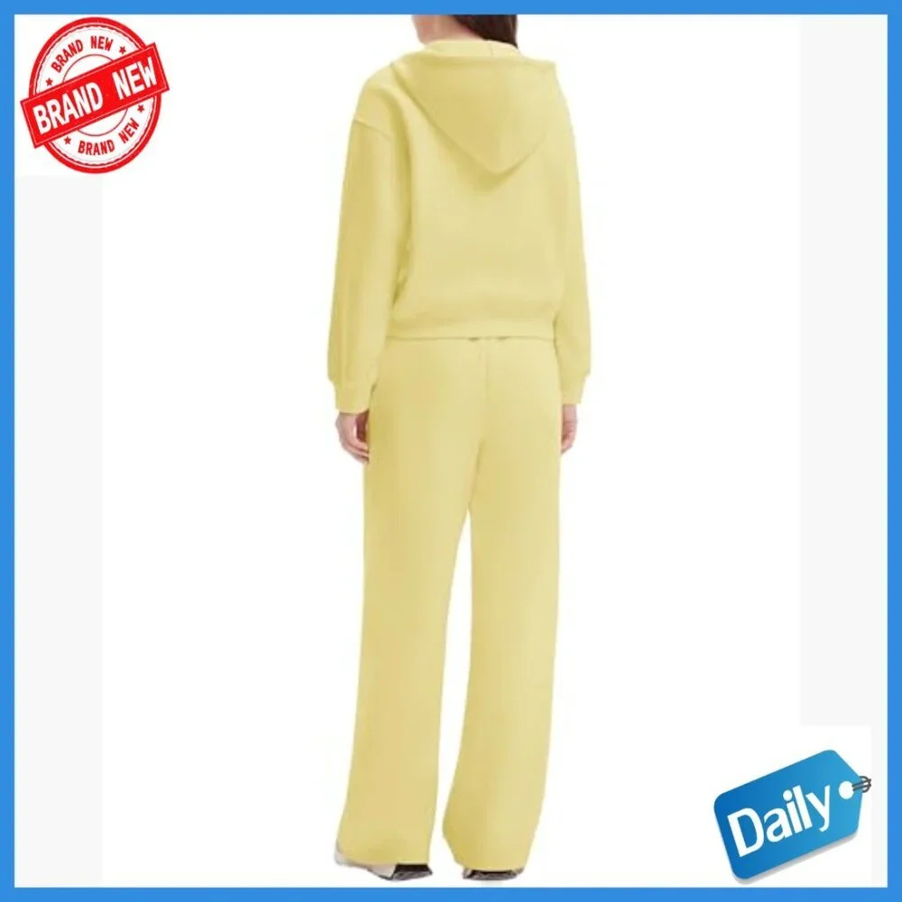 2-Piece Sweatsuit Set, Zip Hoodie & Wide Leg Sweatpants, Lounge Activewear